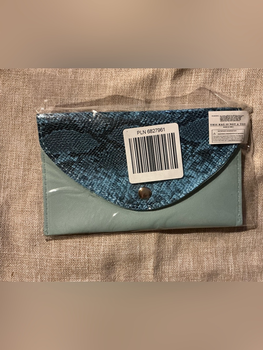 Blue Snake-Print Envelope Wallet - Women Bags